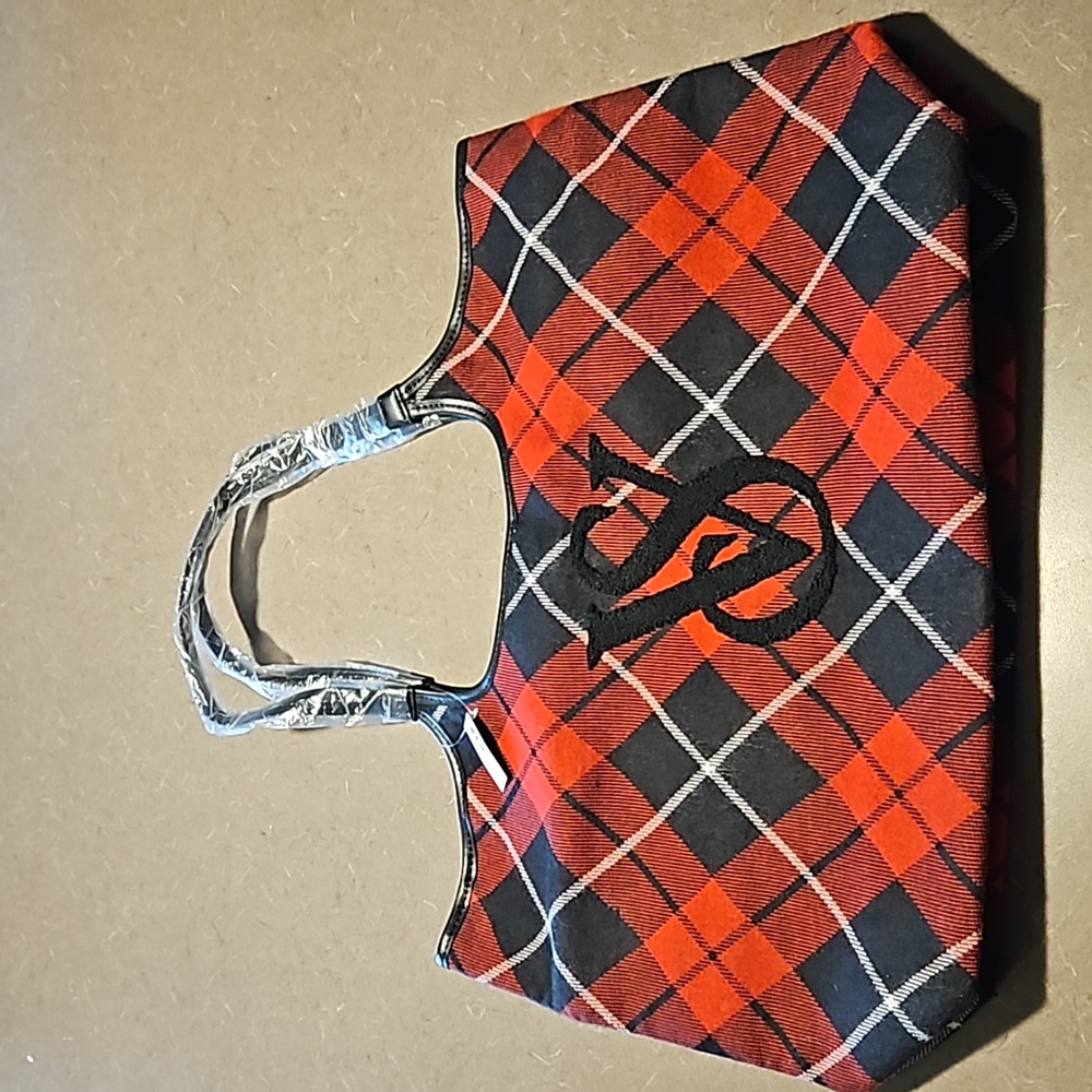 Victoria's Secret red and black plaid bag.